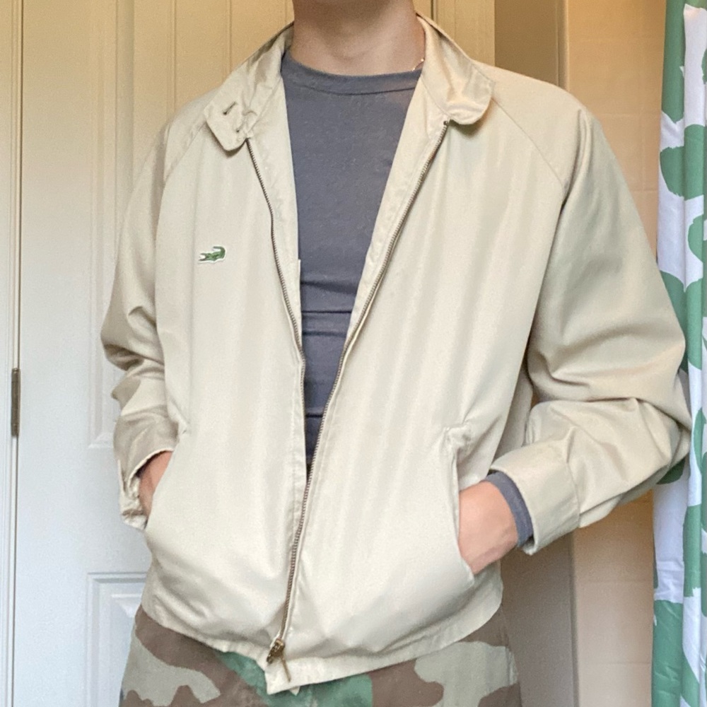 Vintage Lacoste tan alligator wind breaker/golf zip up